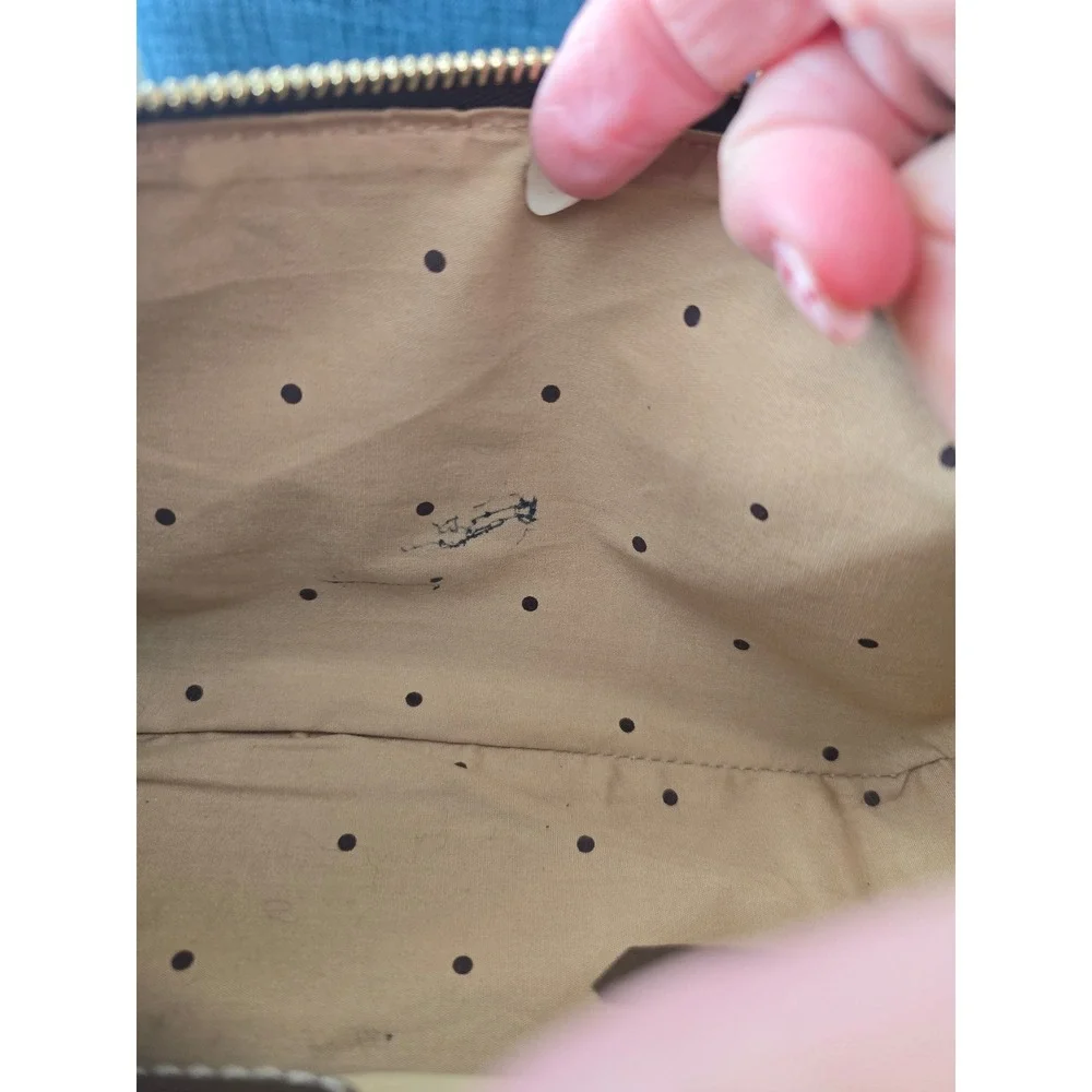 Kate Spade Brown Pebbled Leather‎ Baguette Shoulder Bag White Stitching